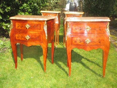 Pair of King-wood Marquetry Bedside Tables