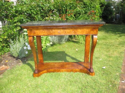 French Empire Burr Walnut Console Table