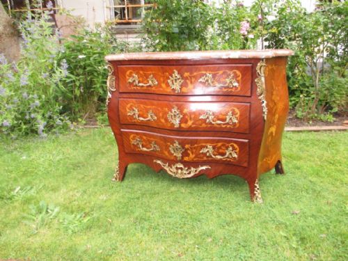 French Marquetry Bombe Commode