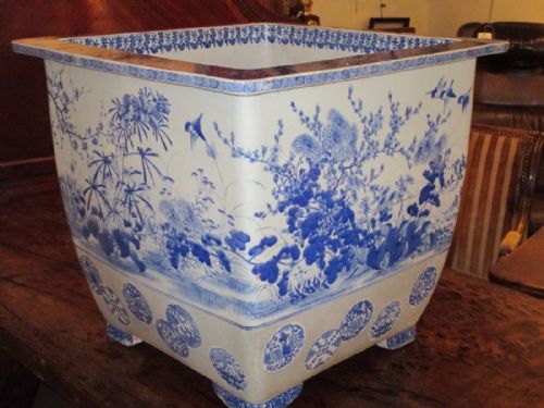Extremely Large Oriental Jardiniere in Blue and White