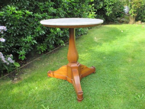 French Marble and Walnut Occasional Table