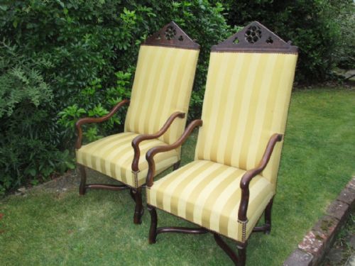Pair of Large Gothic Armchairs in Oak