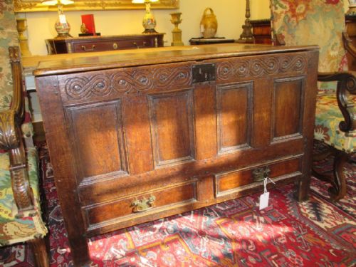 Early 18th Century Oak Mule Chest