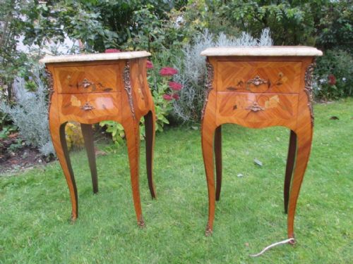 Pair of Marquetry Bedside Tables