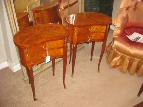 Pair French Louis Xv Style Bedside Tables