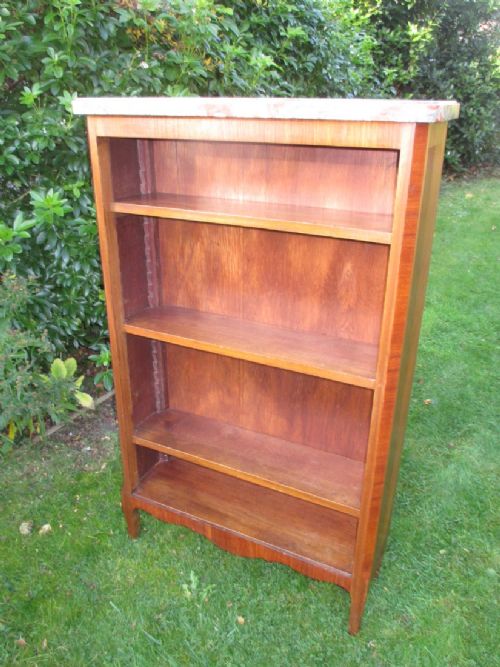 French Walnut Bookcase with Red Marble Top