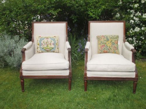 Pair of Large Walnut Armchairs