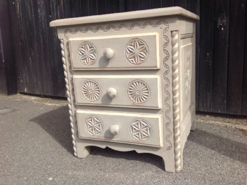 Large Carved Rustic French Bedside Table