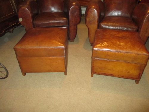 Pair of Leather Poofs