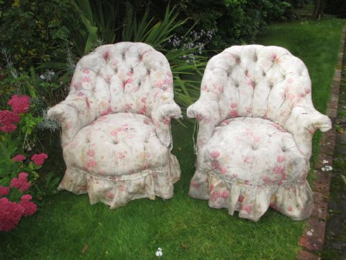 Pretty Pair of Rosewood Upholstered Armchairs