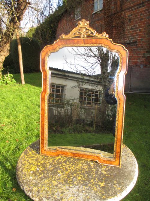 Burr Walnut and Gilt Mirror