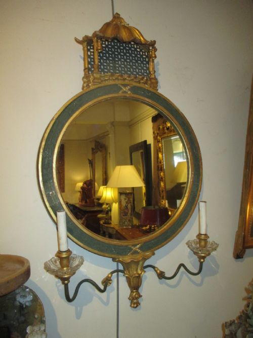 Chinese Style Painted Round Mirror