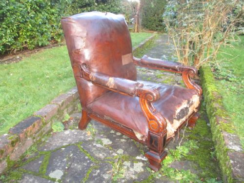 Large Leather Library Armchair