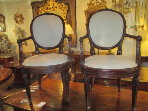 Pair of Excellent Quality Upholstered Mahogany Armchairs