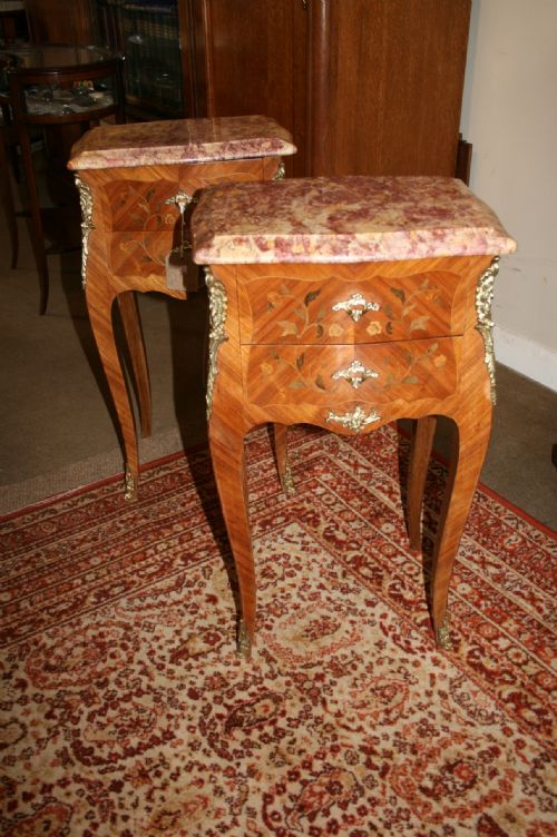 Pair French Bedside Cupboards