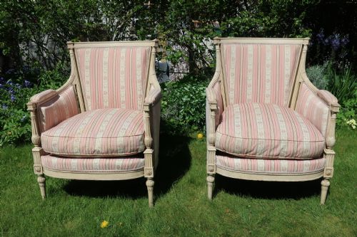 Pair of Large Painted Armchairs