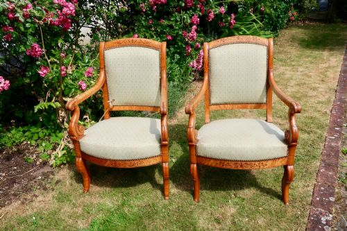 Pair of Birdseye Maple Armchairs