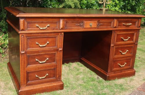 Large Walnut Pedestal Desk
