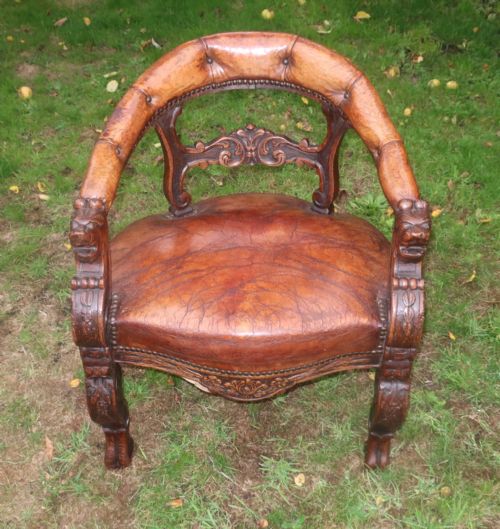 French Oak and Leather Desk Chair