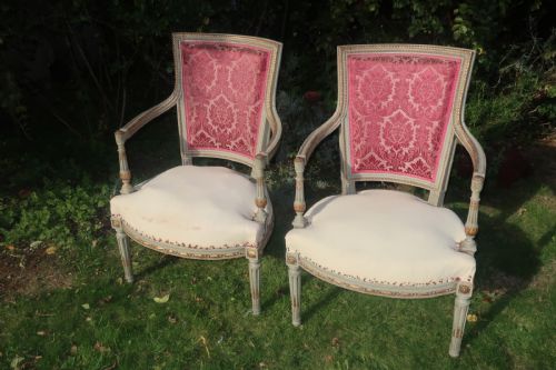 Pair of French Painted Armchairs