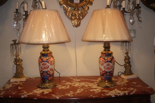 Pair of Large Japanese Imari Lamps