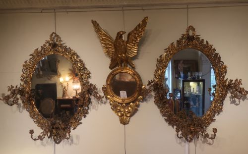 A Pair of Large Ormolu Mirrors or Girandoles