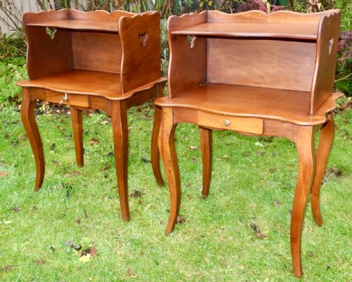 Pair of Walnut Country Bedside Tables