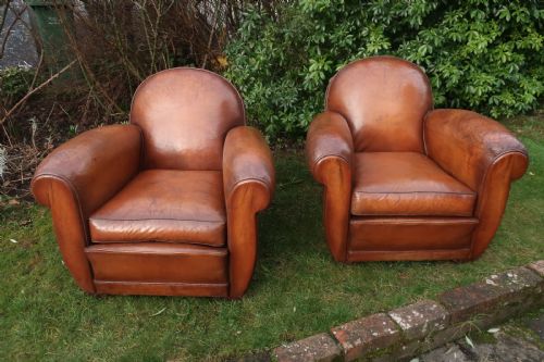 French Leather Club Chairs