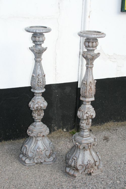 Pair Painted Church Prickets