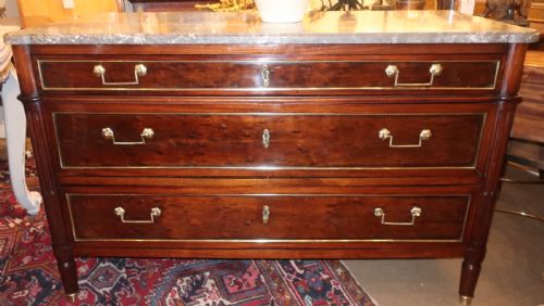French Directoire Commode in Plum Pudding Mahogany