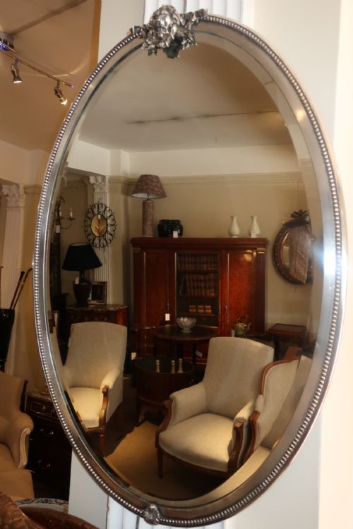 Oval Silver Plated Mirror