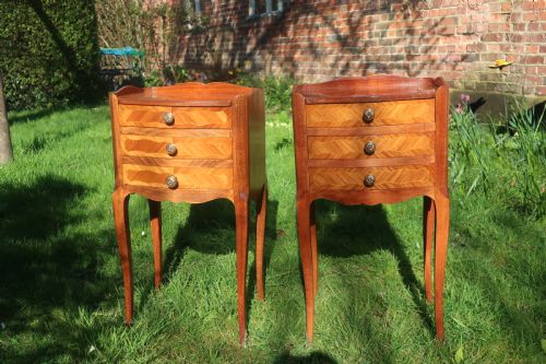 Pair of French Tulipwood Bedside Tables