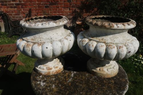 A Pair of 19th Century Caste Iron Garden Urns
