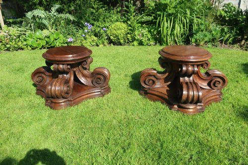Pair of Large Carved Pillars or Plinths