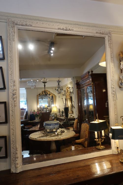 Large Carved Wood Painted Mirror