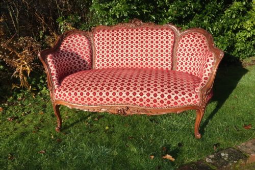 Pretty Carved Walnut Sofa