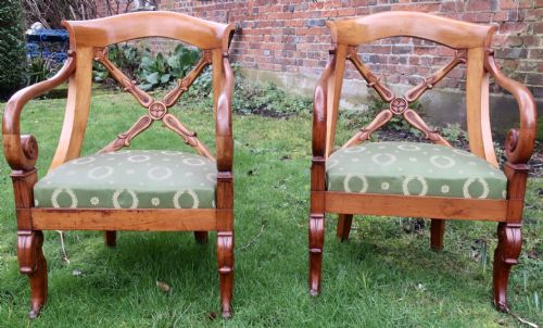 Pair of Second Empire Birch Wood Armchairs