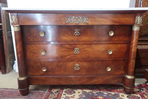French Empire Flame Mahogany Commode