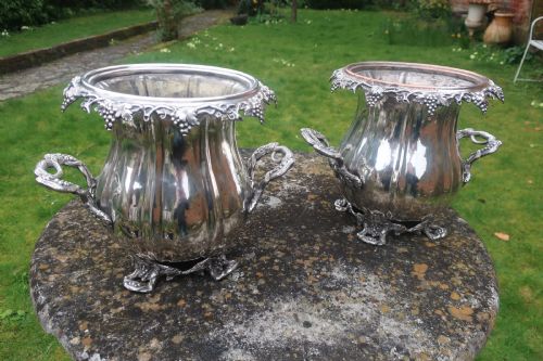 Pair of Sheffield Plate Type Wine Coolers