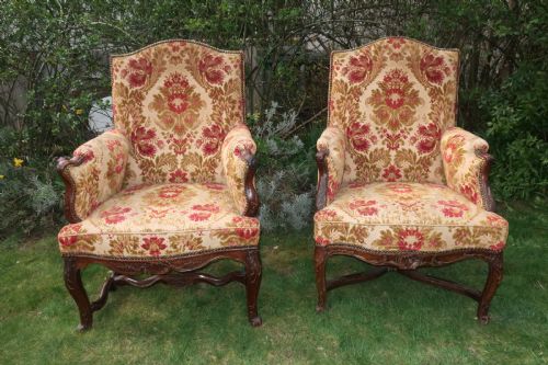 Matched Pair of 18th Century Bergere Armchairs