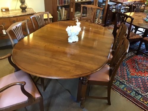 French Walnut Dining Table with Leaves