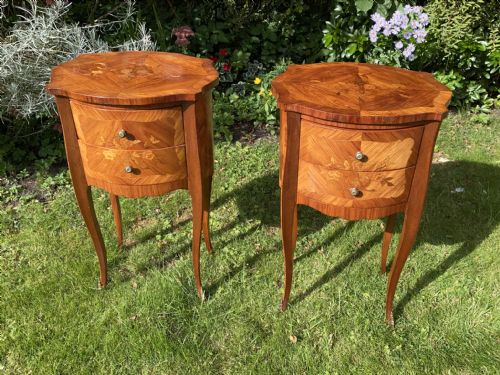 Pair of Marquetry Bedside Tables or Lamp Tables