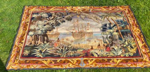 Large Tapestry Columbus Discovering America