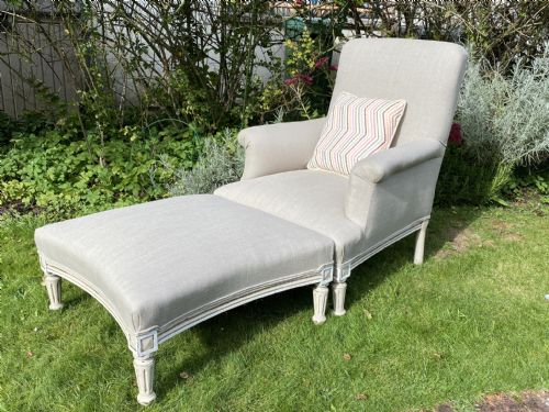 Upholstered Armchair and Stool