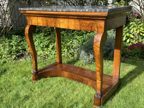 French Figured Walnut Console Table