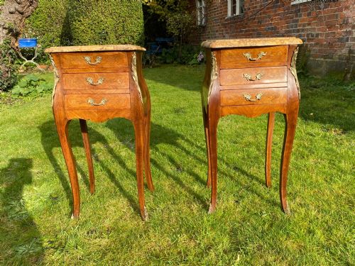 Pair of French Marquetry Bedside Tables