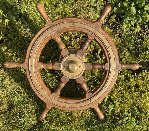 Oak and Brass Ships Wheel