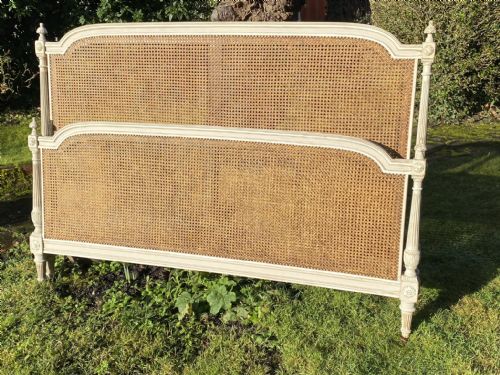 Kingsize Painted and Caned French Bed