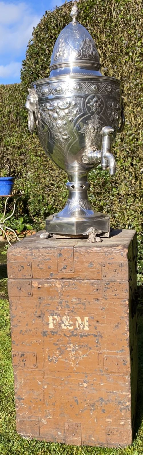 A Large Fortnum and Masons Silver Plated Samovar and Box