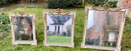 Set of Three Painted and Gilt Mirrors